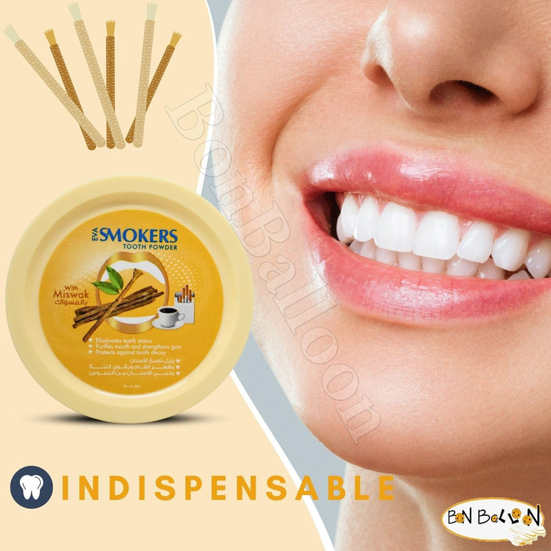[Australia] - Eva Smokers Tooth Powder with Miswak Flavor Miswak Siwak Natural Herbal Halal for The Beauty and Radiance of Teeth Freshening (1 Pack = 1.41 oz / 40 gm) 