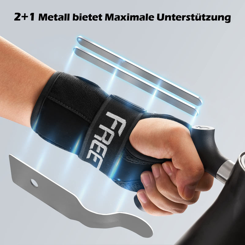 [Australia] - FREETOO Wrist Support with 3 Metal Splints for Carpal Tunnel Syndrome, Comfort Wrist Bandages with Soft Padding for Women Men, Wrist Splint for Tendinitis, Arthritis, Sprain Recovery S/M (Wrist 13-19 CM) Right Black 