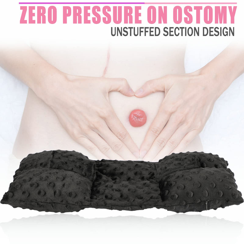[Australia] - Ostomy Seatbelt Pillow, Stoma Shiled/Guard Cover, Ileostomy Urostomy Bag Pouch, No Squeezing, Ostomate Colon Bladder Cancer Must Have Ostomy Supplies Minky Dot Black 