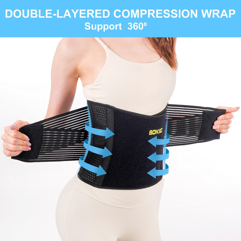 Back Brace for Men and Women Lower Back, Lumbar Support Belt Relieve Lower Back Pain with 8 Reinforce Bones,Scoliosis, Sciatica,Herniated Disc,Back Brace for Lifting at Work 04 Black-L Large