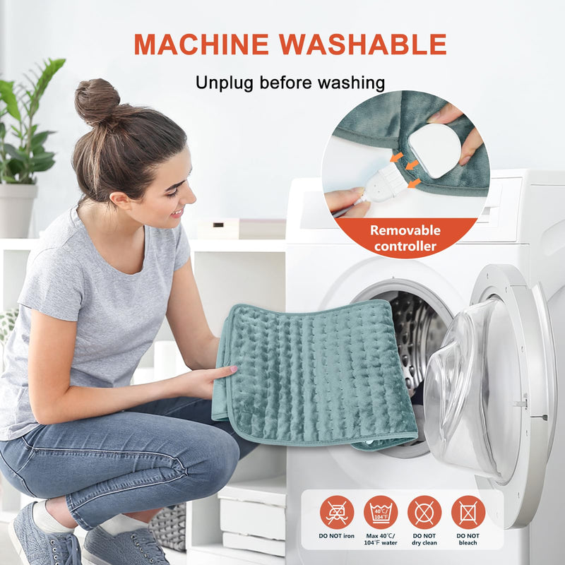[Australia] - Heating pad, 125x31cm electric heat pad for back, stomach and waist, heating pad with automatic switch-off, 4-timer setting, 6-level temperature, moist and dry therapy 