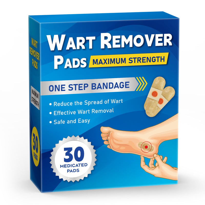 [Australia] - WABRINY Wart Remover Pads, Maximum Strength One Step Bandages for Hands Neck Feet Fingers, 30 Treatments-RK 30 Count (Pack of 1) 