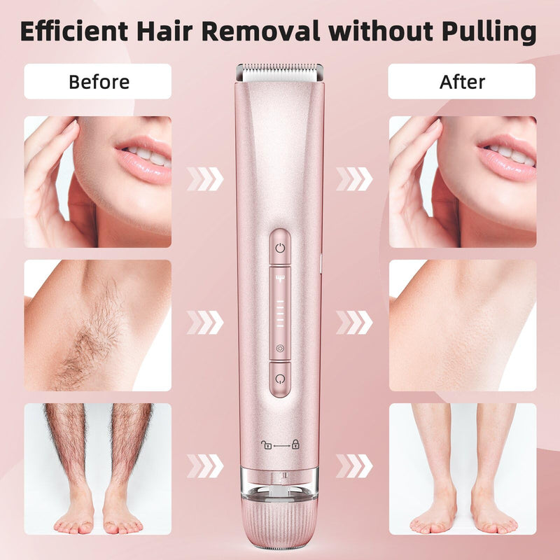 [Australia] - Bikini Trimmer for Women,Bikini Razor for Women Pubic Hair, 2 in 1 Wet & Dry Use Groomer,Painless Body Hair Trimmer for Face Legs Underarm Electric Shavers Razors Rechargable IPX7 Waterproof (Pink) Pink 