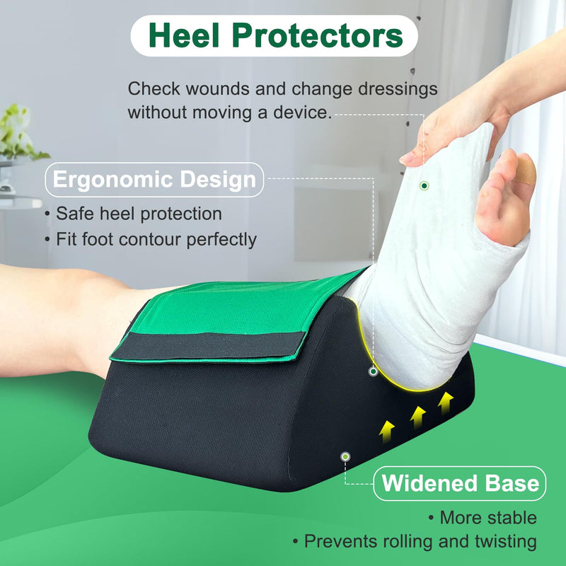 Heel Protectors for Pressure Sores, Foot Elevation Pillow Post Surgery Ulcer Cushion, Foam Bedsore Relief Pillows Feet Leg Support Wedge, Elevate Feet Recovery Supplies Ankle Elevator for Swelling
