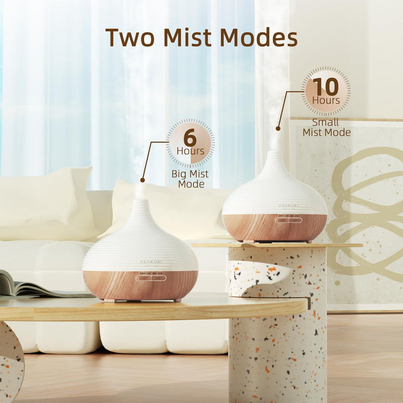 [Australia] - ASAKUKI 300ml Aroma Diffuser for Fragrance Oils, Premium Ultrasonic Humidifier Aromatherapy Oils Diffuser with 7 Colored LED Light, BPA Free Bedroom, Office, Spa Yellow 