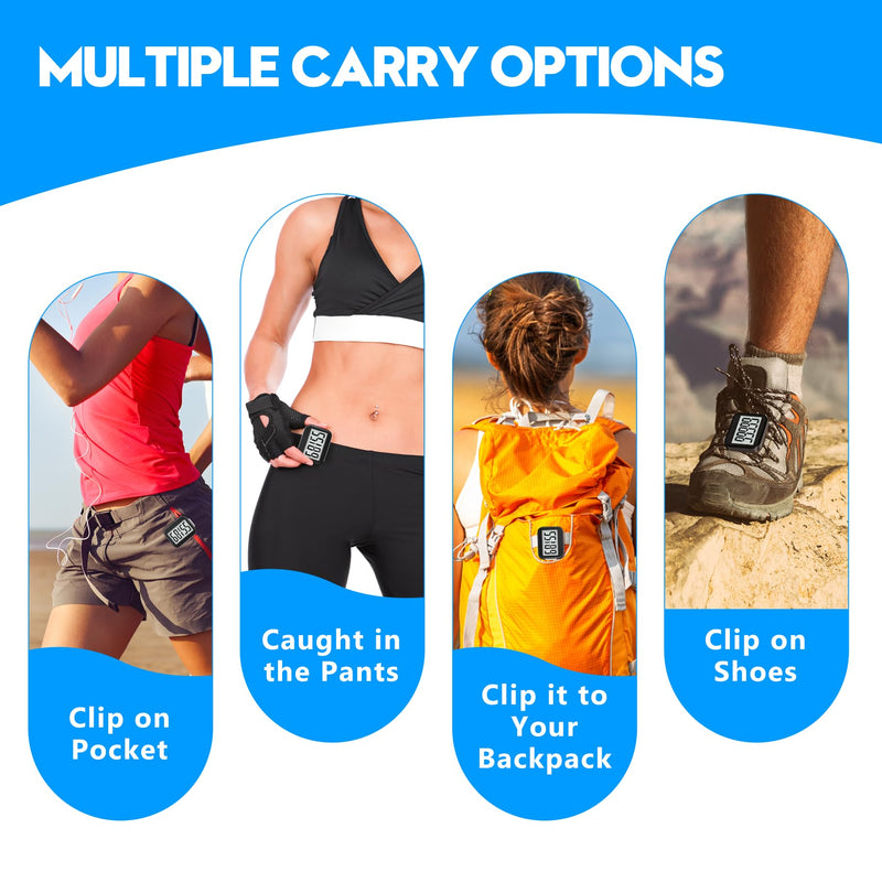 [Australia] - 3D Pedometer for Walking, Simple Step Counter with Removable Clip and Lanyard, Accurate Step Tracker with Large Display, Fitness Trackers for Men Women and Kids Black 