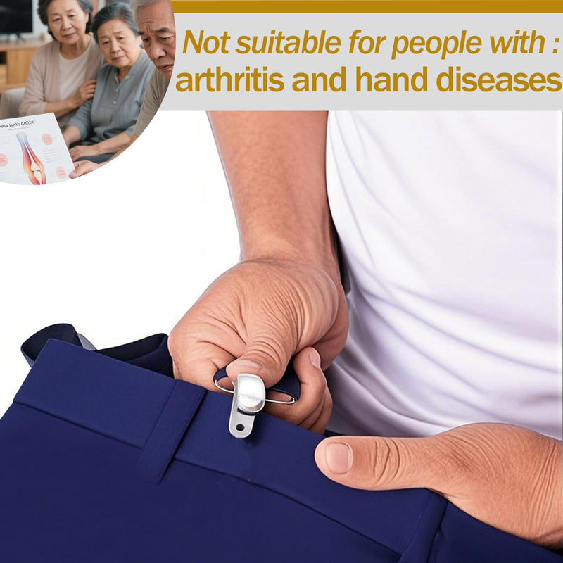 [Australia] - 2-Pack Dressing Aid Clips for Pants – Adjustable 26-41 Inches, Metal Clip & Nylon Strap – Independence Tool for Elderly, Disabled, Pregnant Women, Post-Surgery Recovery 