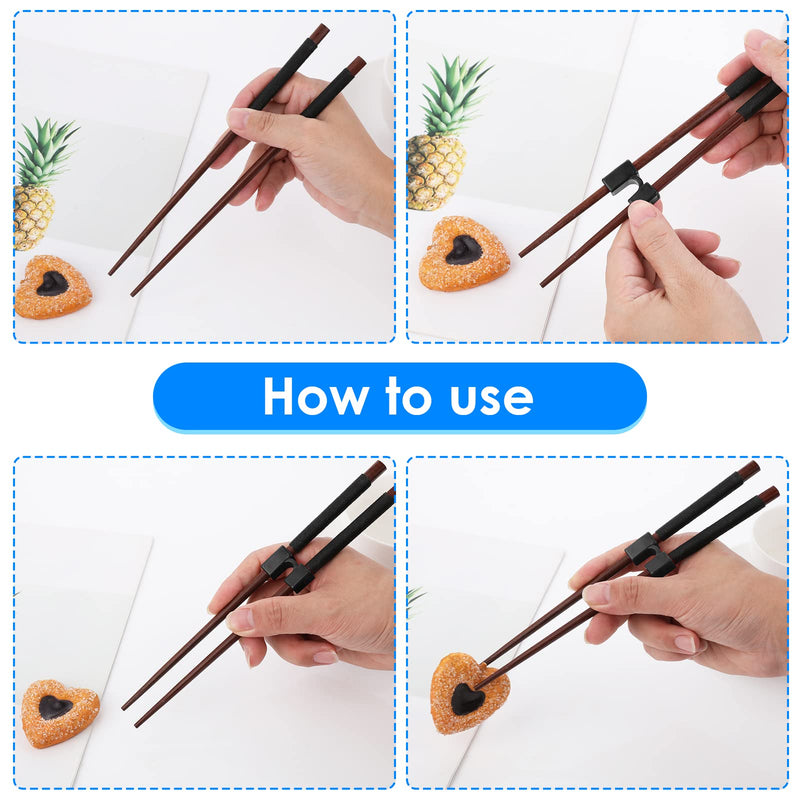 [Australia] - 5 Pieces Reusable Chopsticks Helpers Training Chopstick Hinges Connector Practice Chinese Chopstick Helper for Adults, Kids, Beginner, Trainers (Black) Black 