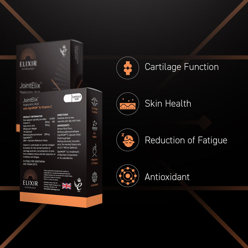 Joint Health Support Capsules | Hyaluronic Acid, Vitamin C & OptiMSM | Supports Normal Collagen Formation for Cartilage | Daily Joint & Mobility Nutrition for Adults | 30 Vegan Capsules | UK Made