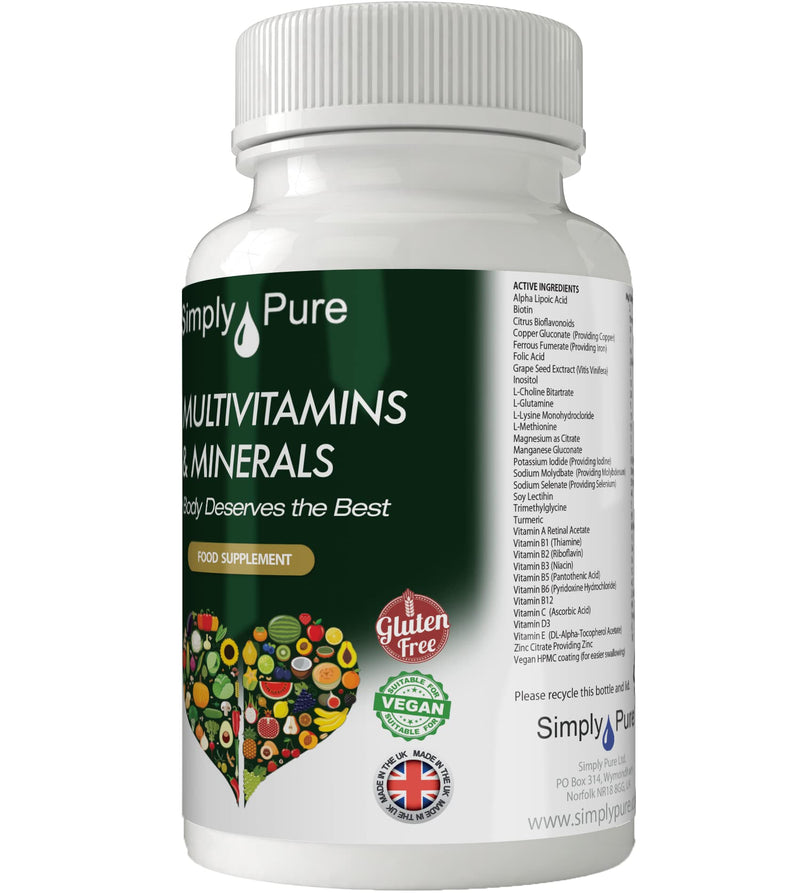 A-Z Multivitamins | 90 Tablets Providing Your Complete RDA of 30+ Important Vitamins & Minerals + Turmeric & Grape Seed Extract | Gluten Free | GM Free | Vegan