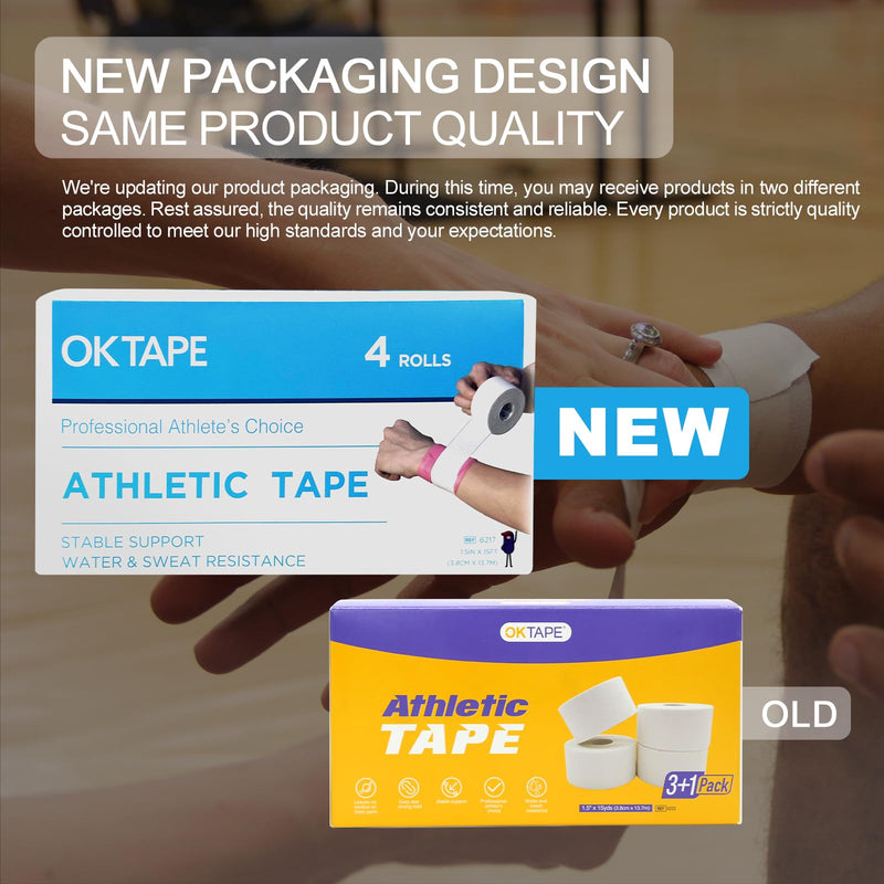 [Australia] - OK TAPE Athletic Sports TapeÔºà4 Packs) - 45ft Per Roll Very Strong Tape for Athlete & Sport Trainers & First Aid Injury Wrap, Perfect for Fingers Ankles Wrist on Bat, Hockey Stick - Pink 1.5" x 15yards - 4 Rolls 
