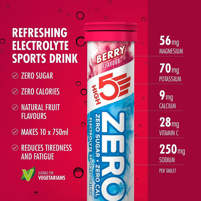 HIGH5 ZERO Hydration Electrolyte Sports Drink Dissolvable Tablets - 10 Tablets Per Tube - 4 x Tubes (40 Tablets Total) (2 x Berry / 2 x Citrus) ['2 x Berry / 2 x Citrus']