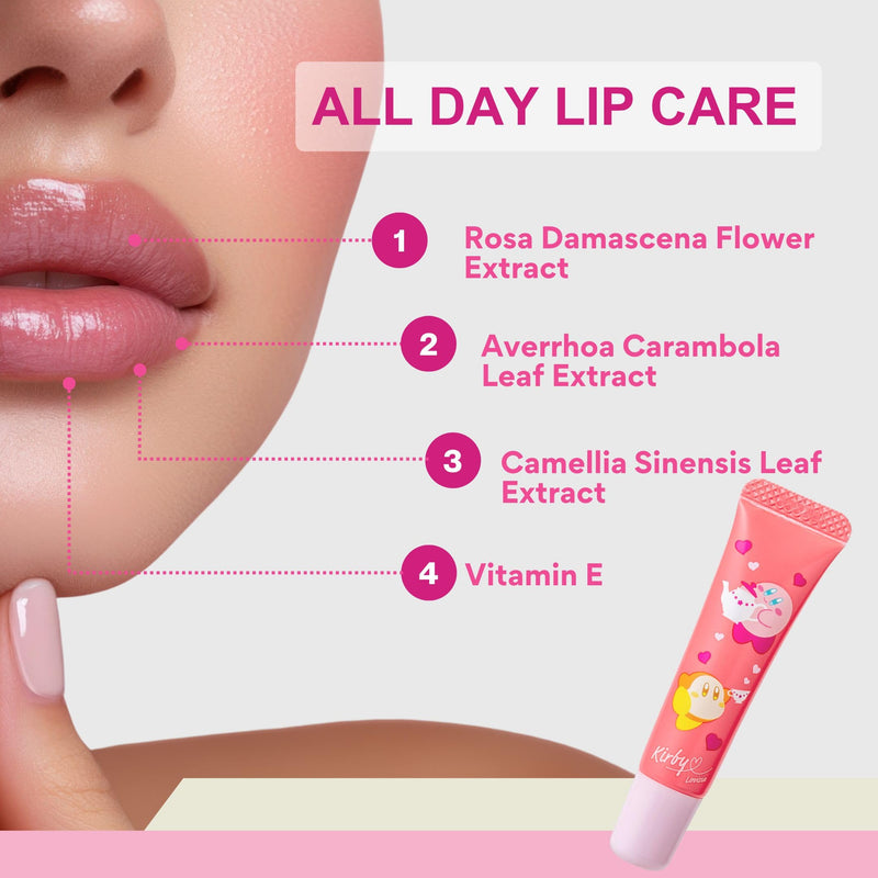 Kirby Peach Lip Gloss for Girls, Hydrating Lip Gloss for Women with Tea Leaf, Rose& Star Fruit Extract & Vitamin E, Cute Lip Oil, Lip Balm & Lip Moisturizer Made in Japan, Peach Tea 1