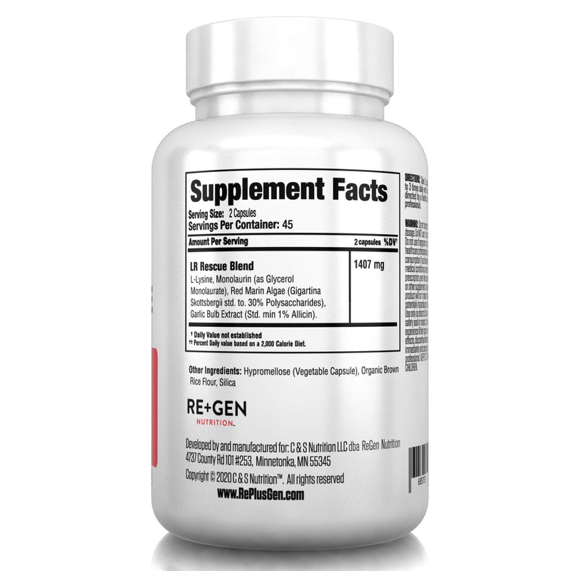 [Australia] - Lysine Rescue, Amino Acid Supplement for Stronger Immune Health & Collagen Synthesis in Women & Men, Promotes Lips & Skin Health, Natural, Pure L-lysine, 90 Capsules, 45 Day Supply 