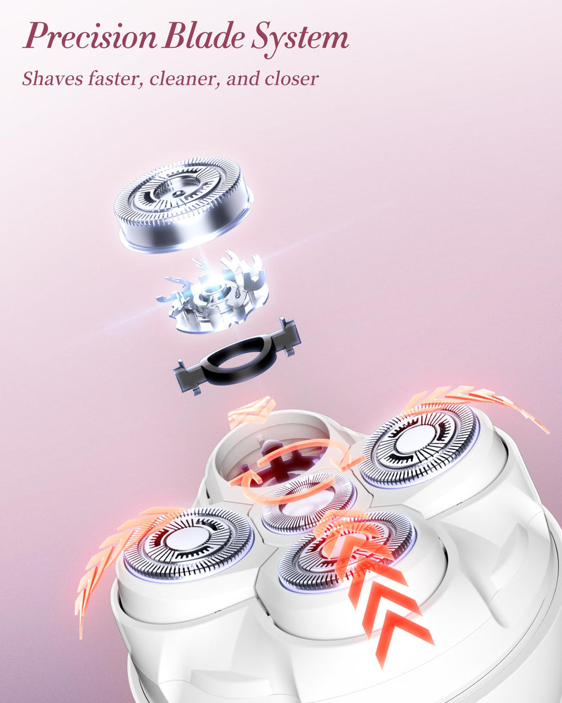 [Australia] - Electric Razors for Women - Magnetic 5D Floating Painless Shaver, Cordless Rechargeable Hair Remover, IPX6 Waterproof Wet Dry Shaving for Legs, Bikini, Face, Underarm, Arm (Gun, Glossy) Gun 