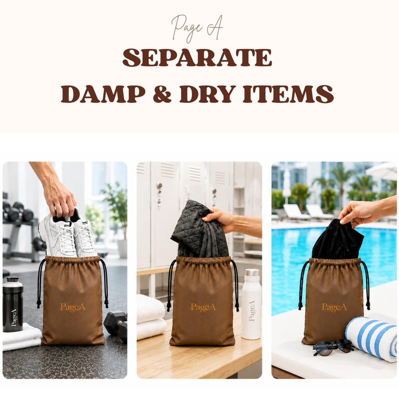PageA Compact Travel Toiletry Bag for Men, Portable Hanging Dopp Kit | Water-Resistant PU Leather, 360° Hanging Hook, Multiple Compartments, Matching Dust Bag