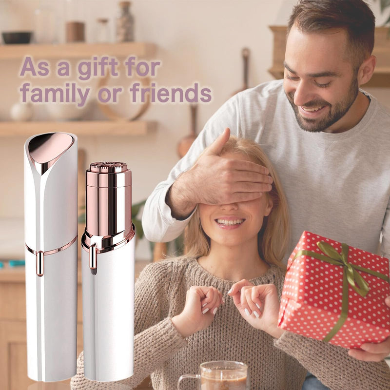 [Australia] - Hair Remover for Face Woman, Electric Face Shaver for Women, Hair Removal Device for Women Chin, Lip, Peach Fuzz with 2 Pc Replacement Heads, USB Rechargable 1 white +2 heads recharge 