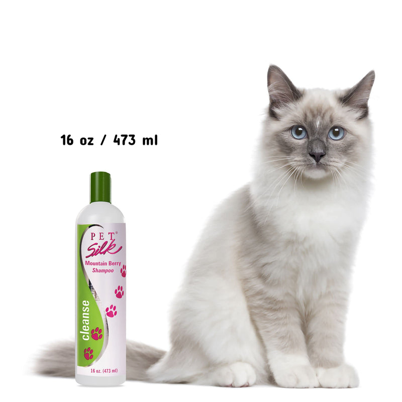 Pet Silk Shampoo - Long Lasting Fresh Scent - Clean and Condition Pet's Fur - Gentle Odor Remover for Puppies, Dogs and Cats (Mountain Berry - 16 oz) - PawsPlanet Australia