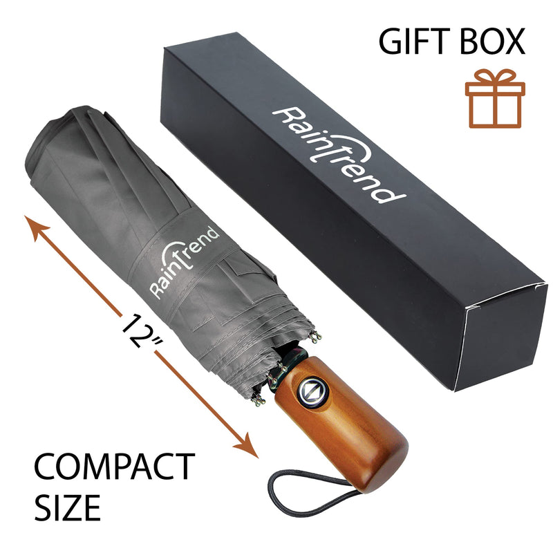 NEW 2 PCS Windproof Strong Umbrellas for Rain Compact Black Umbrella and Grey Premium Umbrella for Women and Men Automatic Open Close Umbrella Folding Sun Umbrella UV Protection - Bundle
