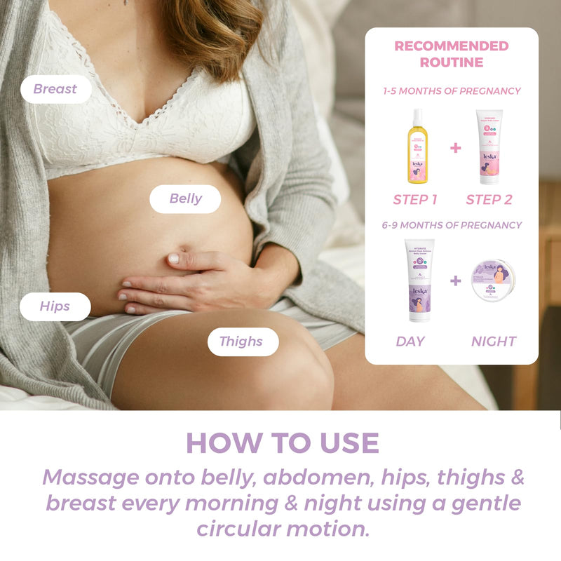 [Australia] - Pregnancy Stages A & B Set | Belly Lotion, Belly Oil, Stretch Mark Defense Cream & Belly Butter | Pregnant Mom Months 1-9 | Part of Complete 3-Part Pregnancy Skincare System (Set of 4, 4-4.93oz) 1-6 Month, 4-Pack 