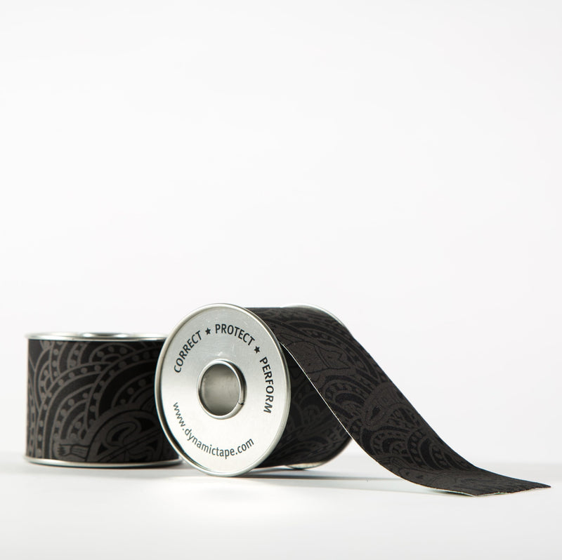 Dynamic Tape Eco | Biomechanical Adhesive Tape | Physio Tape for Knee, Ankle, Shoulder, Leg, Muscle Support | Sports Tape for Football, Rugby, Ideal for Athletes |Grey & Black - 3" (1) 1