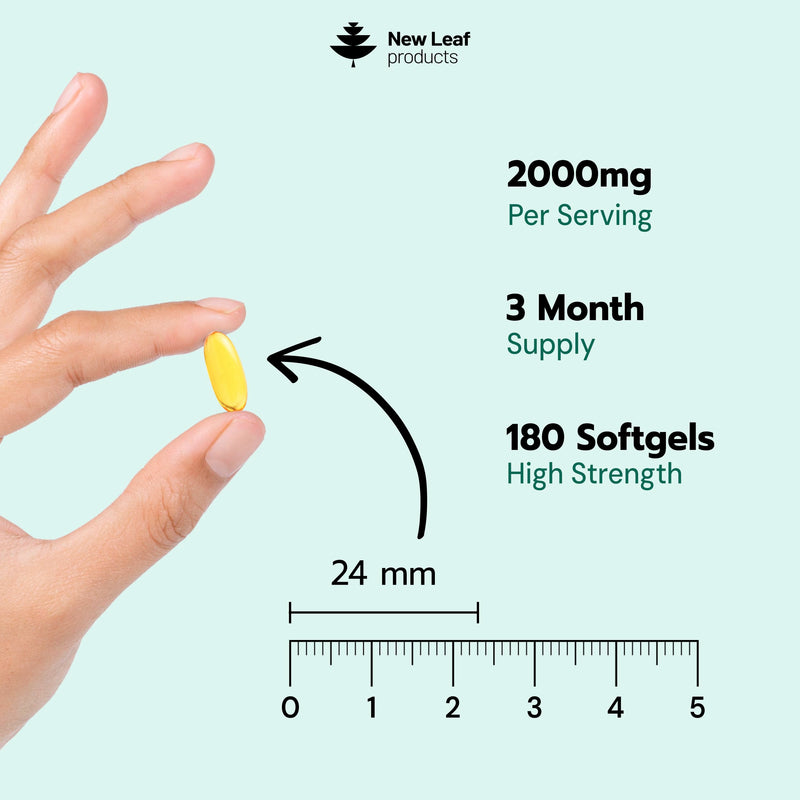 Omega 3 Softgels 660mg EPA & 440mg DHA High Strength 2000mg - 180 Softgel Omega 3 Fish Oil Capsules for 3 Months of Supply, Fish Oil Omega 3 Supplements 180 count (Pack of 1)