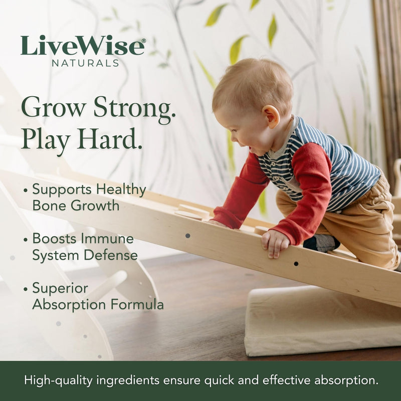 Live Wise Naturals Organic Vitamin D3 K2 Liquid Drops for Babies, (MK-7) | Concentrated Formulation, 225 Servings, Micro-Dose Dropper, Gentle Daily Supplementation, Early Development, Precise Dosing Baby D3+K2 Vegan