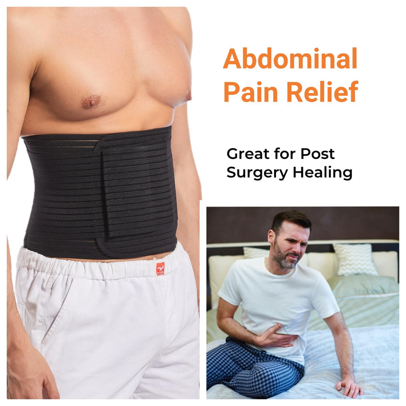 [Australia] - Women/Men Abdominal Binder for Post Surgery, Postpartum Belly Band for Postpartum Moms, Optimal Support for Rapid Recovery (Black, Large) Black 