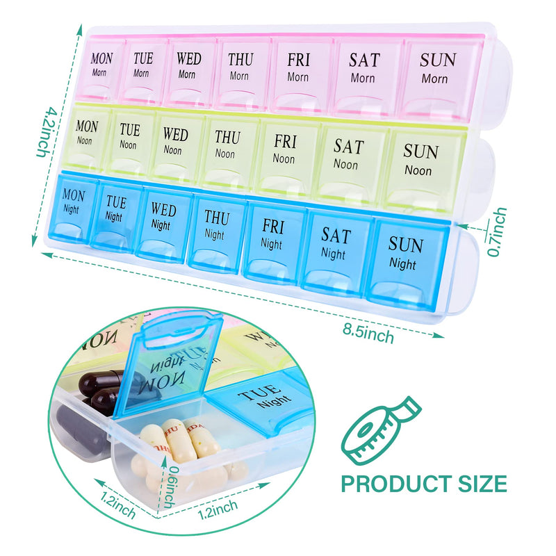 [Australia] - Large Weekly Pill Organizer 3 Times A Day, Moisture-Proof 7 Day Pill Box, Travel Pill Cases Portable for Pills Vitamin Fish Oil Supplements Colorful 