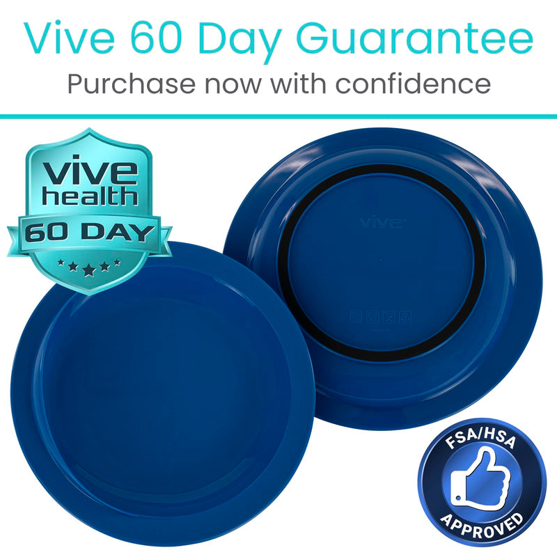 [Australia] - Vive Spill-Proof Scoop Plate, 9" (2 Pack) - Dish with Wall for Disabled, Handicapped, Elderly Adults with Special Needs from Parkinsons, Dementia, Stroke, Tremors with - Non Skid Padded Bottom 2 Pack 