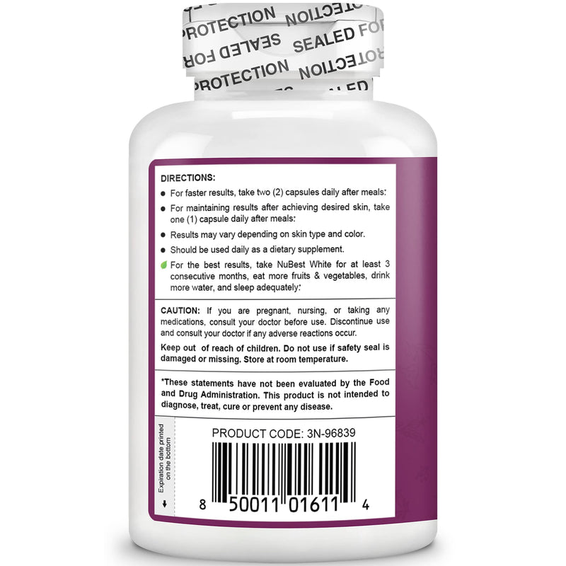 [Australia] - NuBest White - Glutathione 400mg & Milk Thistle Extract - Skin Brightening Supplement - Supports Beautiful and Radiant Skin - Antioxidant & Detoxification - 1 Pack | 1 Months Supply Pack 1 NuBest White 