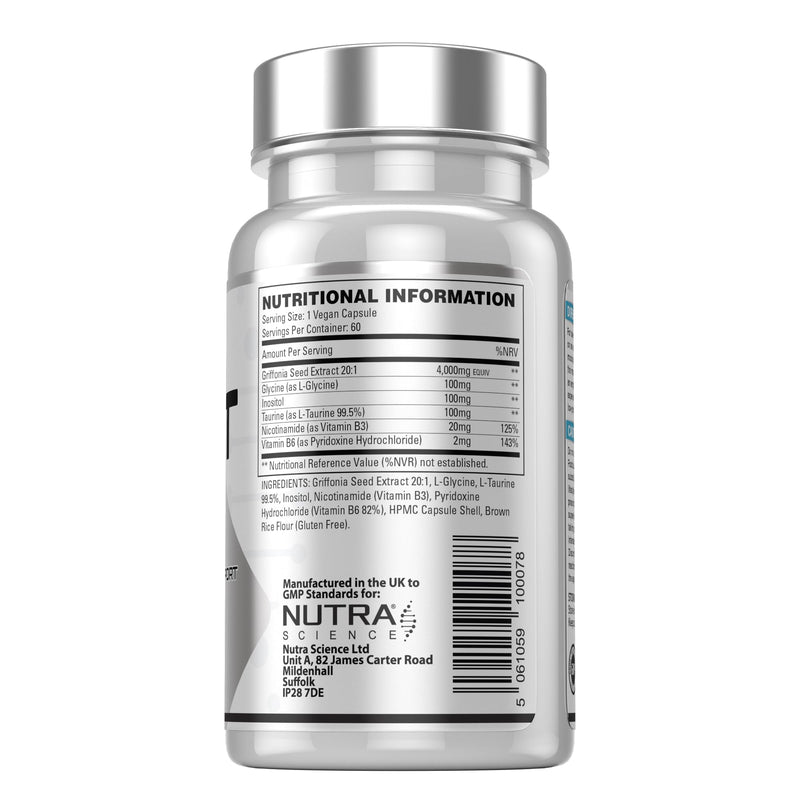 5HPT Ultra 4,000MG - Extra Strength Griffonia Seed Extract Neurotransmitter Support with Nicotinamide, Glycine, Inositol, Vitamin B6, 60 Vegan Capsules