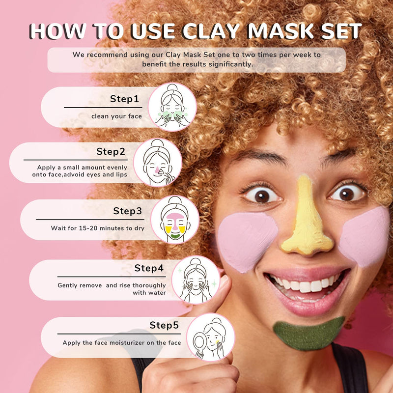 ANAI RUI SPA Mask Kit,Turmeric Vitamin C Mask,Rose Facial Mask-Avocado Green Tea Mud Mask+Ceramide Skin Barrier Serum,Skin Barrier Repair