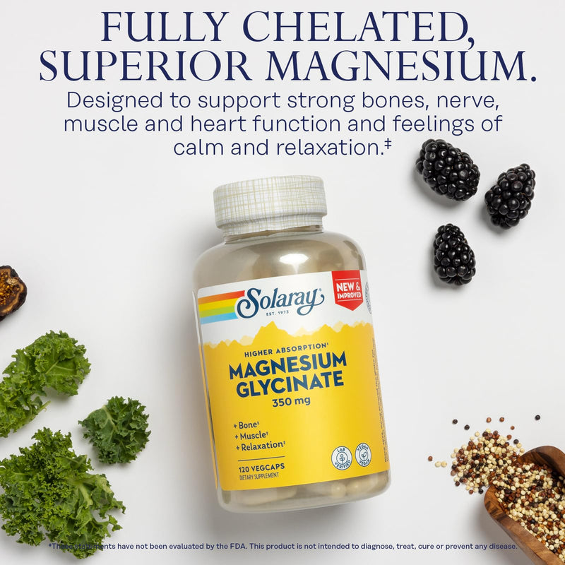 SOLARAY Vitamin D3 K2 and Magnesium Glycinate - Bone Health Bundle - Calcium Absorption, Nerve, Heart and Immune Support w/ 5000 IU Vitamin D, 350mg Chelated Magnesium, 60-Day Guarantee, 120ct/120ct