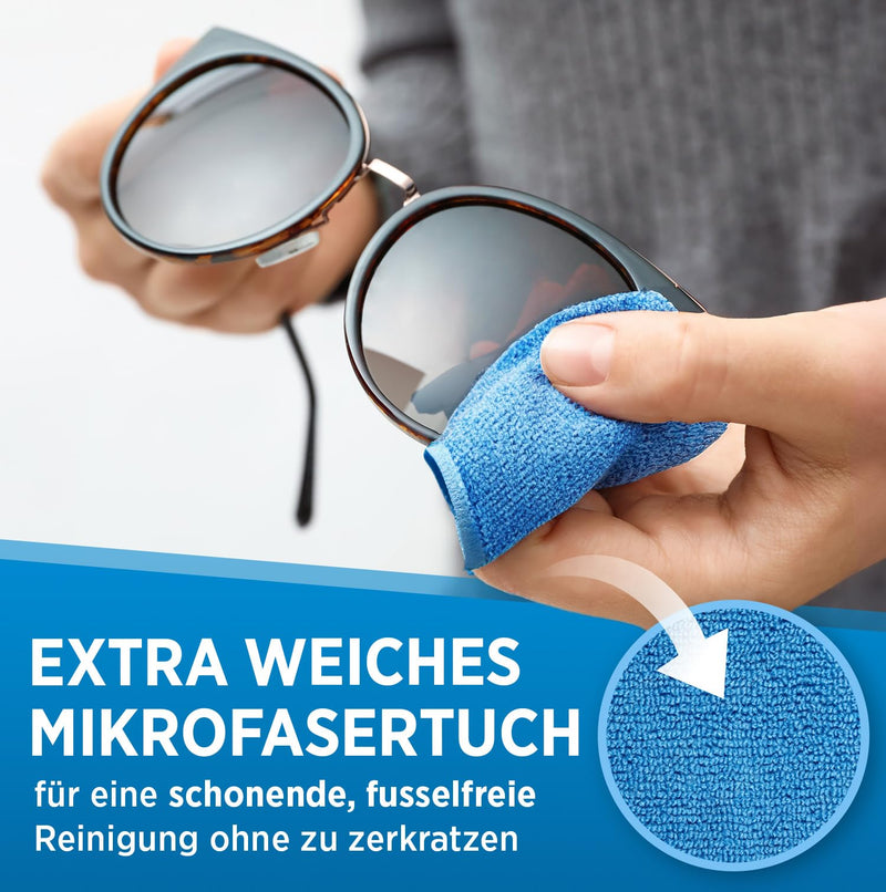 [Australia] - PRINOX® glasses cleaner set 250ml with microfiber glasses cleaning cloth - glasses cleaner with microfiber cloth for all glasses to prevent grease stains and fingerprints on the glasses 