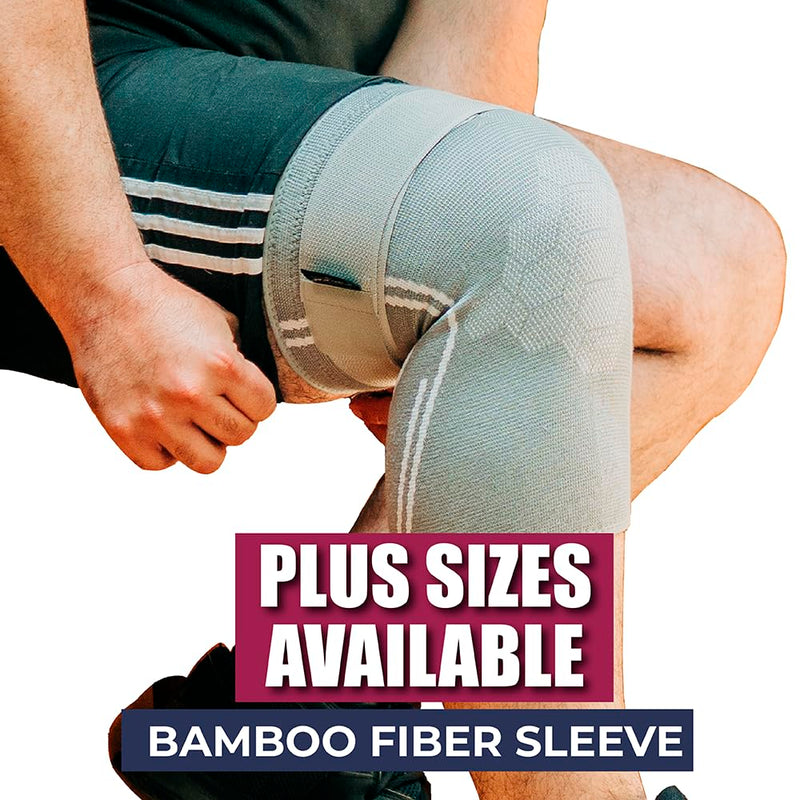 [Australia] - Knee Compression Sleeve made from Bamboo Rayon Fabric for Men and Women (XL) - Plus Size Knee Brace with Anti-Roll Down Strap, helps with Arthritis Pain, bone on bone, Injury Recovery, Meniscus Tear, Patellar Tendonitis and Inflammation Relief. 