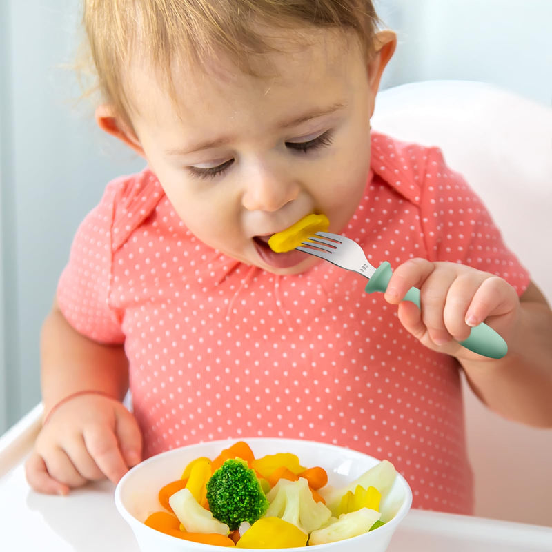 [Australia] - Pimoys 6 Pieces Toddler Utensils Forks and Spoons,Kids Silverware Set with Plastic Handle Stainless Steel Toddler Silverware,Dishwasher Safe blue/green/pink 