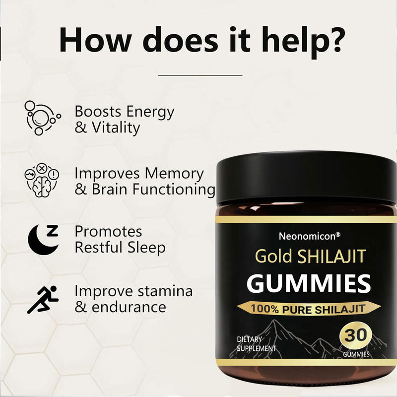 [Australia] - Shilajit Gummies for Men, Pure Himalayan Shilajit, 85+ Trace Minerals & Fulvic Acid, No Added Sugar Non-GMO, Energy Boost & Immune Support, 30 Gummies 