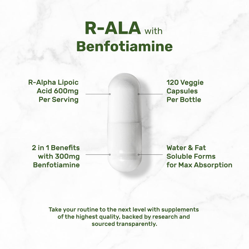 [Australia] - DEAL SUPPLEMENT R Alpha Lipoic Acid 600mg with Benfotiamine 300mg Per Serving, 120 Veggie Capsules ‚Äì 200mg R-ALA Per Capsule ‚Äì Antioxidant Supplement for Energy & Nervous System Support 