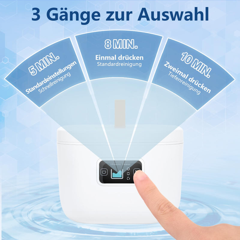 [Australia] - Livofloral UV Ultrasonic Cleaner for Dentures, UV Ultrasonic Cleaner 45kHz / 255ML / 3 Time Function Portable Ultrasonic Device for Dentures Jewelry Toothbrush Head Aligner Retainer, White White 255 ml 