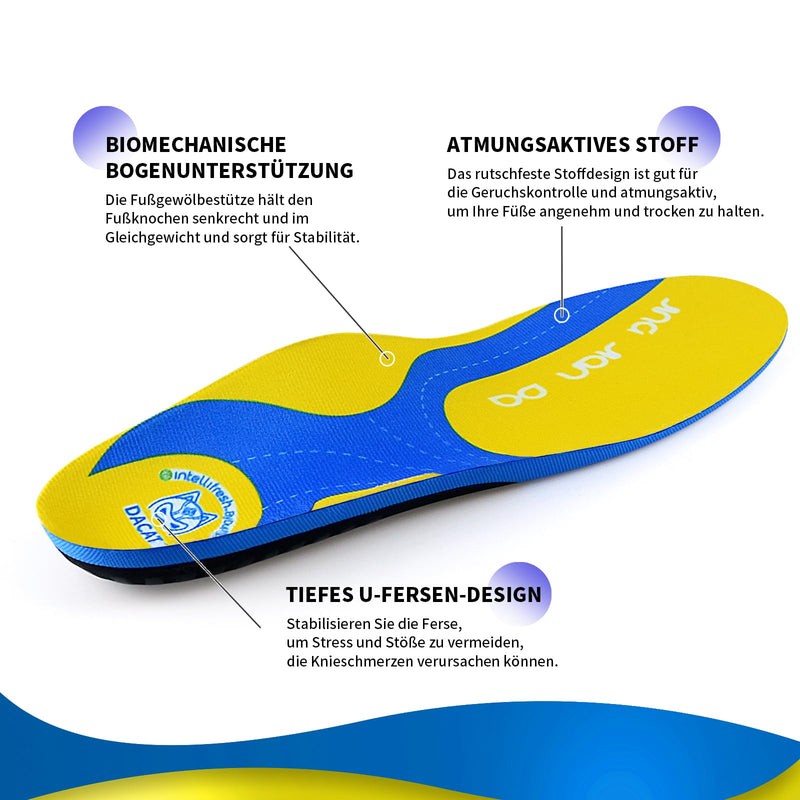 [Australia] - Heel spur insoles, shoe insoles, orthopedic insoles for flat feet, plantar fasciitis, foot pain, orthopedic insoles for men and women - S yellow S（39-41）-260MM 