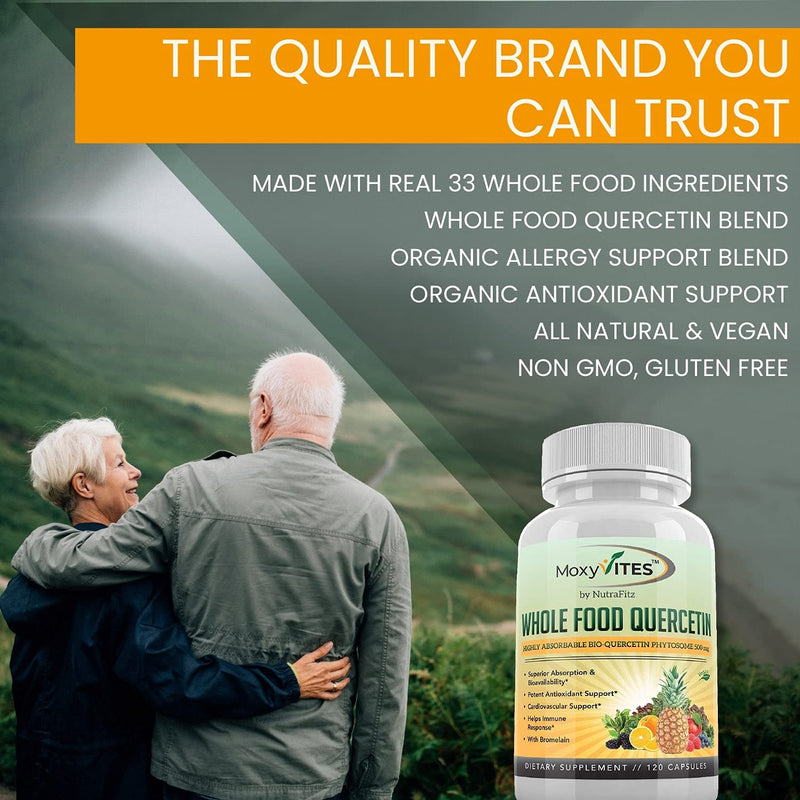 [Australia] - Quercetin with Bromelain 500mg Supplement - Bioactive Phytosome Complex, Pure Organic Whole Food Seasonal Support, Healthy Inflammatory Response, Antioxidant, 20X Absorption & Bioavailability-120 Caps 