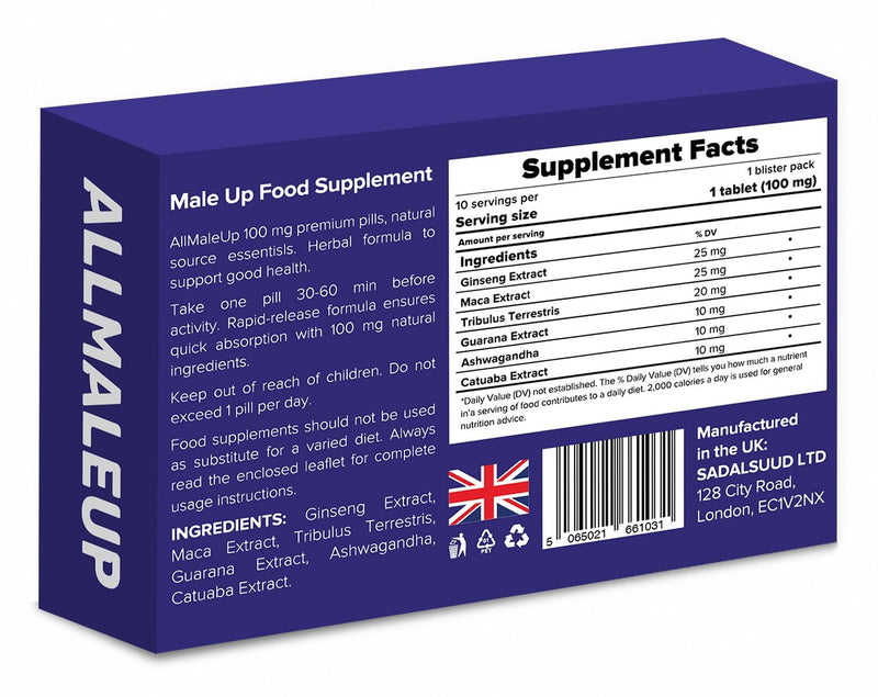 40 Pills for Men - Extra Strong Stamina Booster, Organic Herbal Energy Powder, Long-Lasting Male Supplement, Made in The UK