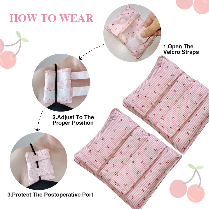[Australia] - 2 Pcs Bra Strap Pad Protector for Chest, Port Pillows Chemo Patients, Pacemaker Pillow Post-Surgery, Bra Strap, Recovery Cushion Heart Support ， Comfort,Soft & Adjustable Covers Non Slip（cherry） 