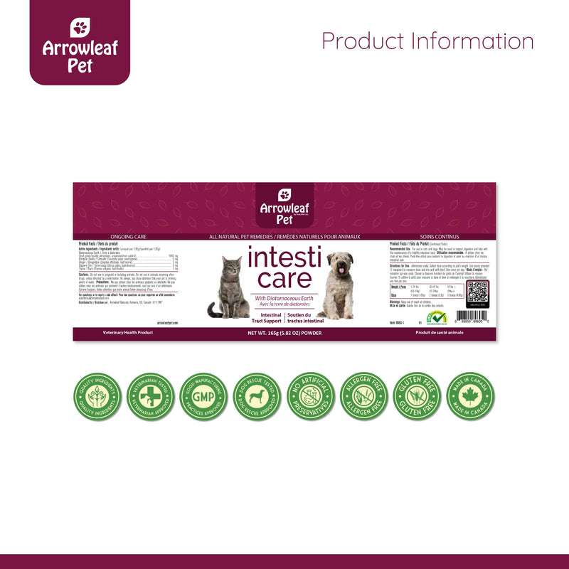 Arrowleaf Leaf Intesti Care by NaturPet Inc for Dogs & Cats | Natural Alternative to Chemical Wormers | Promotes a Healthy intestinal Tract | Contains Diatomaceous Earth | 165g - PawsPlanet Australia