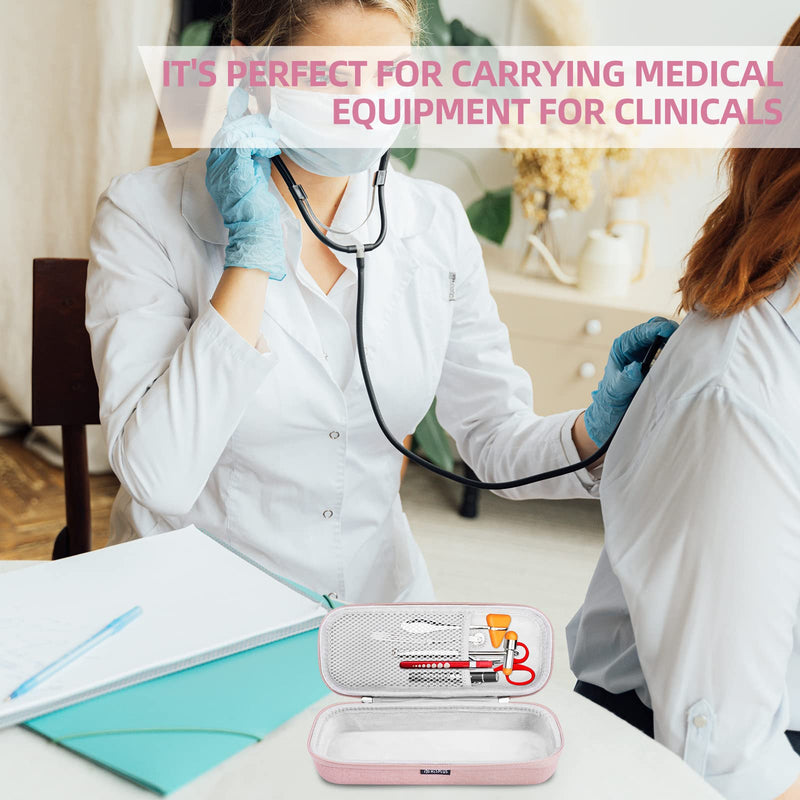 [Australia] - Stethoscope Case for 3M Littmann Classic III, Lightweight II S.E, Cardiology IV Diagnostic, MDF Acoustica Deluxe Stethoscopes, Extra Room for LED Penlight Scissors and Nurse Accessories, Pink 