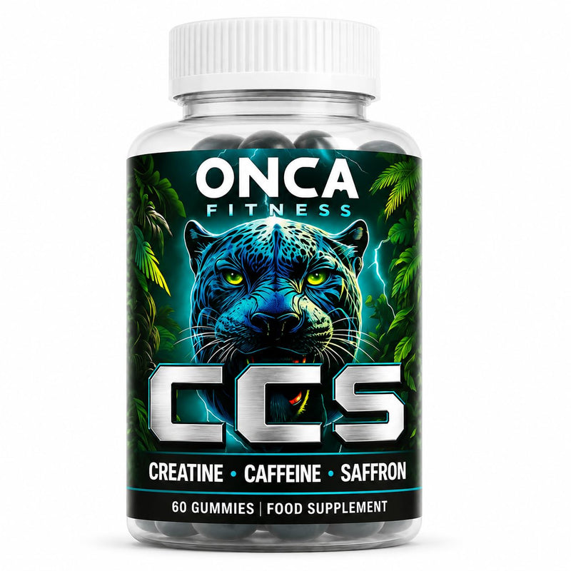 Creatine + Saffron Gummies - ONCA FITNESS – 5g Creatine Monohydrate, Caffeine from Guarana & Saffron Extract – Strength, Energy & Motivation – Vegan – Blueberry Flavour – 60 Gummies