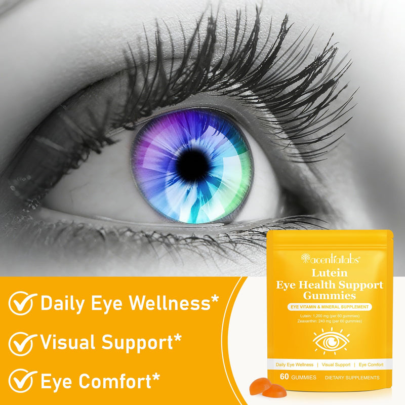Lutein Eye Gummies for Screen Use – with Zeaxanthin, Vitamin A, C & E – Daily Eye Support Supplement for Digital Lifestyles – Vegan Berry Flavour Gummies – 60 Count (30 Day Supply)