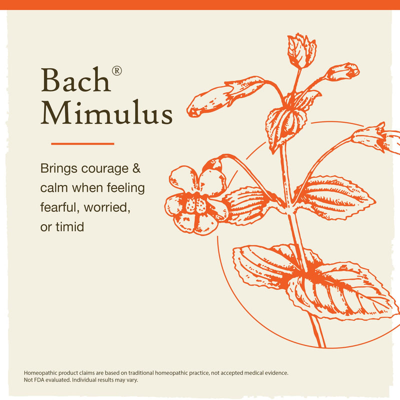 [Australia] - Bach Original Flower Remedies, Mimulus for Facing Fears (Non-Alcohol Formula), Natural Homeopathic Flower Essence, Holistic Wellness and Stress Relief, Vegan, 10mL Dropper 