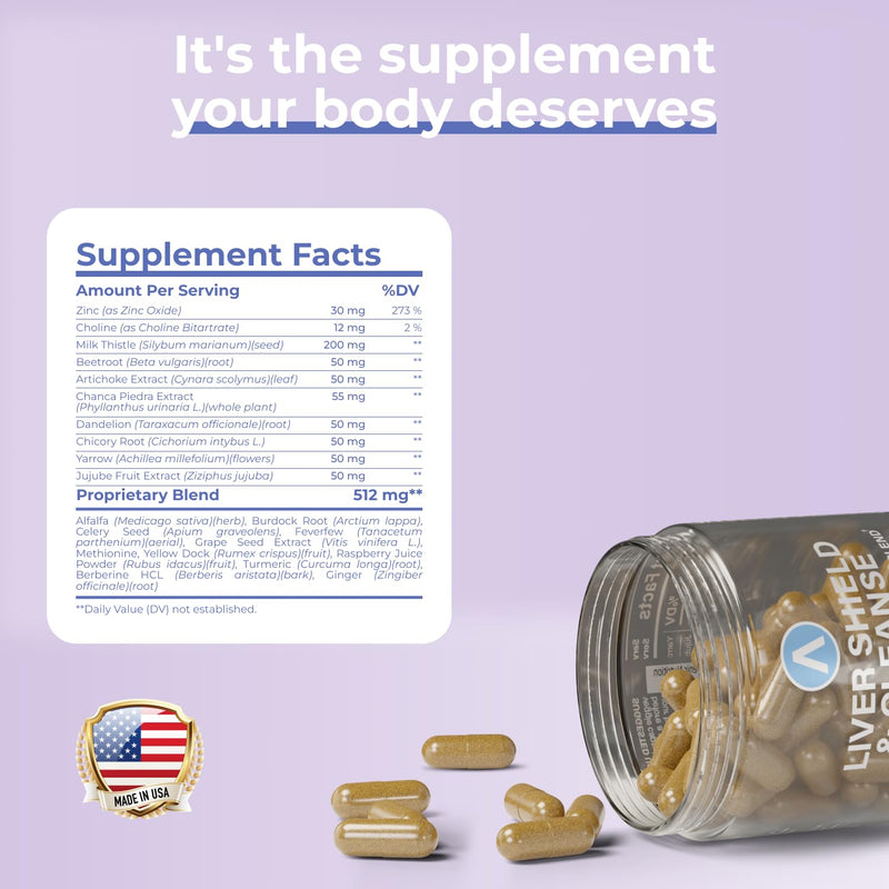 [Australia] - Liver Shield & Cleanse | Herbal Liver Cleanse Detox & Repair Supplement | Milk Thistle & Artichoke Extract Supplements | Fatty Liver & Health Support | 60 Capsules for Men and Women 1 